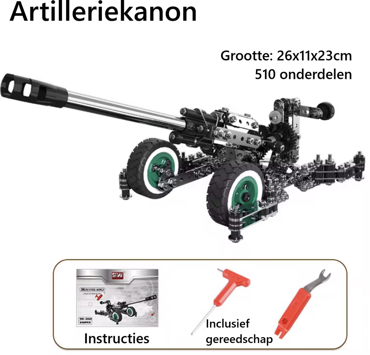 Bouwpakket Kanon (510 Delen) | Militaire Modelbouw | Beweegbaar